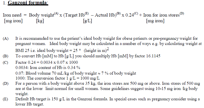 Monofer Dosage Formula 1