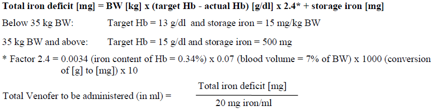 Venofer Dosage Formula 1